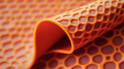 Orange Honeycomb Patterned Fabric Close Up