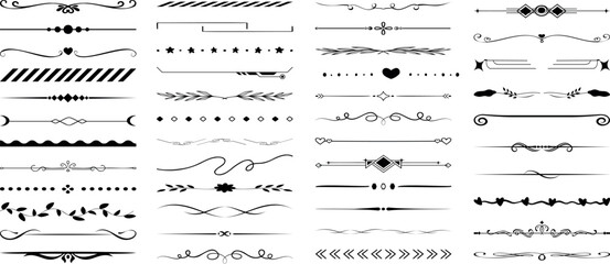 Wall Mural - decorative dividers, elegant line art, ornamental borders, vintage separators, floral accents, whims