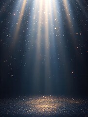 Wall Mural - ethereal golden light beams descending onto a sparkling stage creating a magical atmosphere for cele