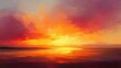 © javier - A glowing summer wallpaper with orange and pink hues in the twilight sky soft oil-paint strokes adding depth and movement to the scene
