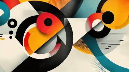 Wall Mural - Geometric wallpaper with radial symmetry and bold primary shapes