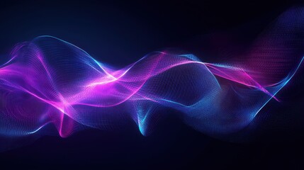 Canvas Print - Futuristic background with glowing neon geometric patterns in blue and purple