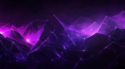 Cyberpunk-inspired wallpaper with neon-lit polygons and purple energy