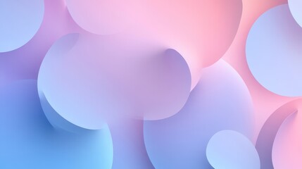 Wall Mural - Pastel gradient background with subtle 3D floating elements and smooth textures