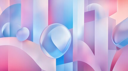 Wall Mural - Abstract pastel wallpaper with geometric elements and soft shadow effects