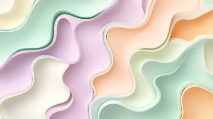 Wall Mural - Abstract Bauhaus-inspired backdrop with pastel shapes and smooth 3D effects
