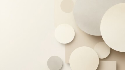 Wall Mural - Elegant geometric backdrop with pastel Bauhaus-inspired floating shapes and shadows