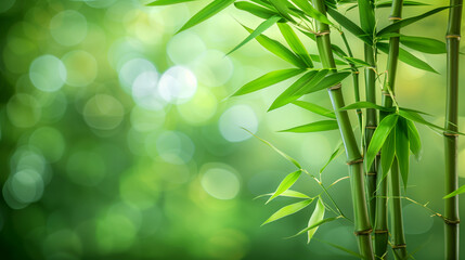 Wall Mural - bamboo leaves. the sun is shining through the leaves. leaves are green and lush.