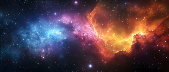 Wall Mural - multicolored outer space with stars, galaxies, and nebulae, vibrant cosmic scene -