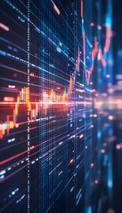 Wall Mural - panoramic abstract backdrop with stock market growth and digital financial charts -