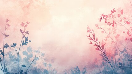 Canvas Print - A high-contrast pastel backdrop with lace-like floral patterns over a gentle blend of peach dusty rose and blue