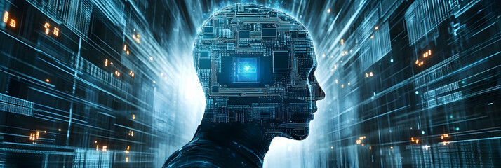Wall Mural - powerful computer processor microchip representing ai technology -