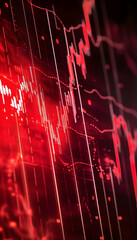 Wall Mural - recession concept with a falling red crisis forex chart, representing economic downturn -