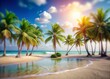 © Four888 - Miniature Heart-Shaped Palm Trees on Tropical Beach, Tilt-Shift Seascape