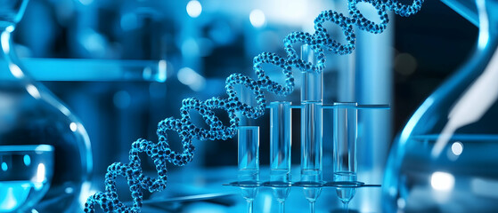 Wall Mural - research lab focused on medical dna and biotechnology -
