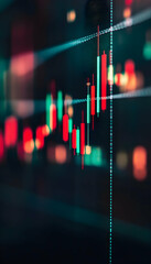 Wall Mural - technical price graph with red and green candlestick charts for market volatility -
