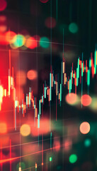 Wall Mural - technical price graph with red and green candlestick charts for market volatility -