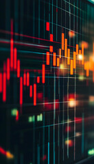 Wall Mural - technical price graph with red and green candlestick charts for market volatility -