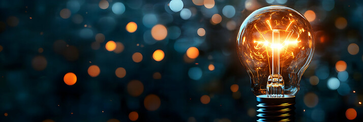 Wall Mural - technology light bulb glowing in the dark, innovation and idea concept -