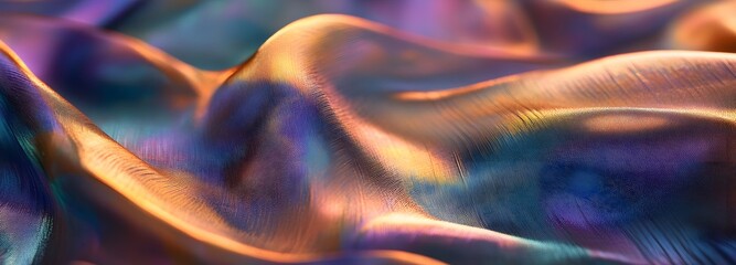 Wall Mural - A radiant silk weaving pattern with multicolored, iridescent threads shimmering