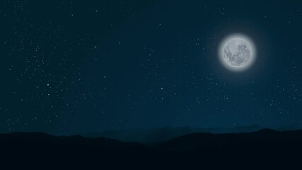 Wall Mural - a night sky panorama with stars and moon