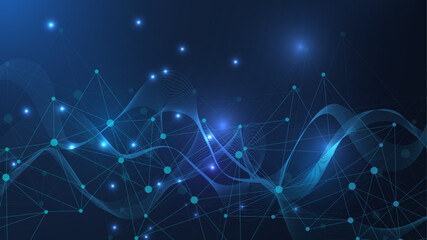 Wall Mural - global network connection website header or banner design. abstract background with connecting dots 