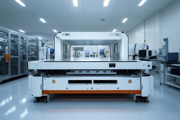 Poster - Solar panel manufacturing machine processing photovoltaic cells in factory