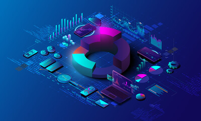 Wall Mural - background image of analysis graph on technological tools. financial graph concept. stock market