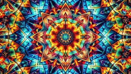 Wall Mural - vibrant geometric kaleidoscope silhouette: colorful abstract art pattern