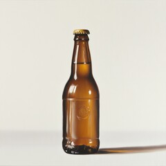 Aufkleber - Amber Elegance: A Still Life of a Classic Brown Beer Bottle, Highlighted by Soft, Warm Light and a Subtle Shadow 