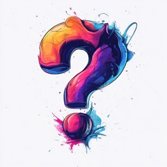 Poster - Colorful and Abstract Question Mark: A Vibrant Exploration of Inquiry and Curiosity through Artistic Expression.
