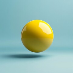 Poster - Floating Sphere: A Minimalist Composition of Yellow Orb Against a Serene Blue Gradient Backdrop