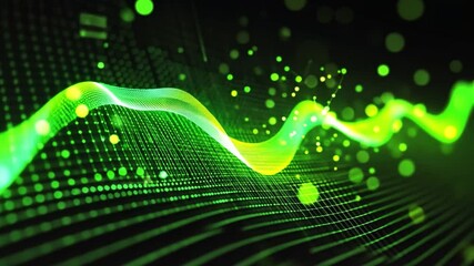 Wall Mural - abstract green wave: an abstract, futuristic composition featuring a vibrant green wave, shimmering 