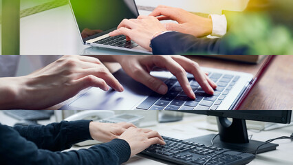 Aufkleber - work, business, typing, laptop, computer, PC, keyboard, input, system engineer, programmer, SE, DX, email, text, laptop, man, woman, hand, collage, title, template, image, advertisement, digital, dx, 
