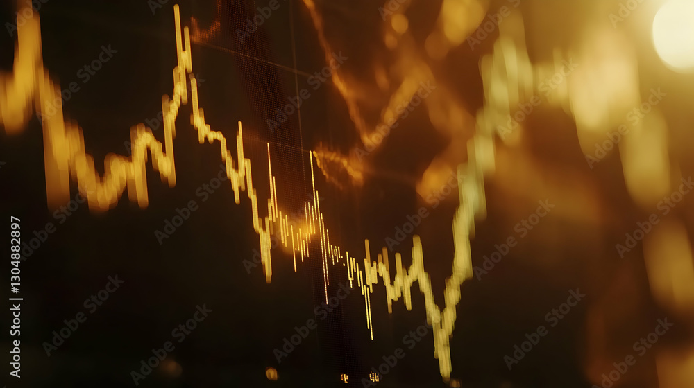 Financial instrument with a downward trend displayed on a digital ...