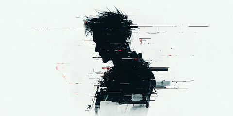 Canvas Print - silhouette of man facing sideways in the concept of the future world.