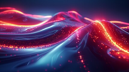 Wall Mural - abstract and luminous flowing lines representing digital data streams beautifully