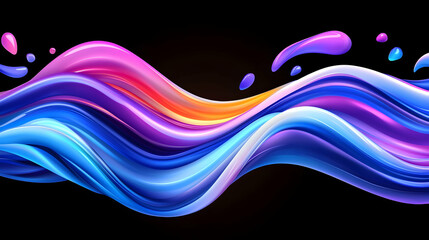 Wall Mural - Abstract Digital Wave Pattern in Vibrant Purple Blue Pink and Orange Hues