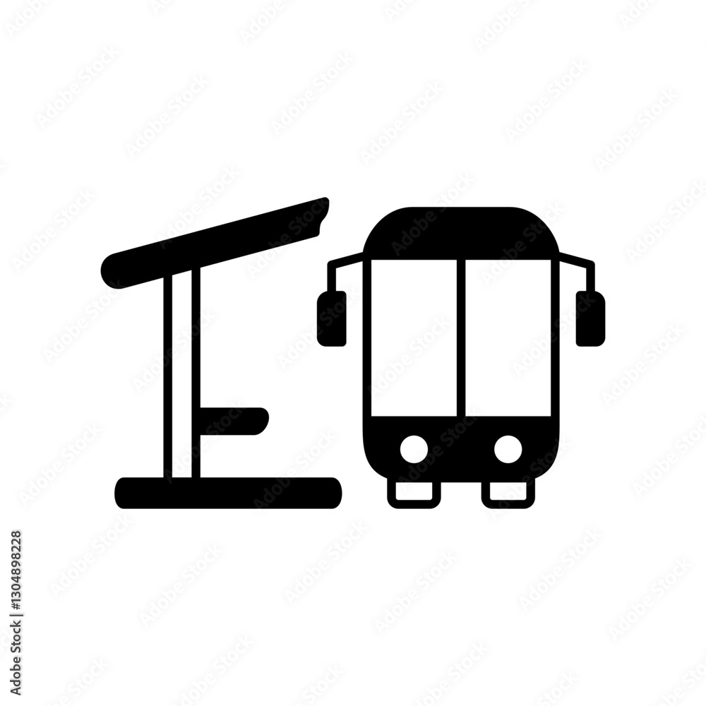 bus stop icon, simple flat style, logo template sign symbol vector ...