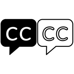 closed caption subtitle icon, simple flat style, illustration, logo sign symbol pictogram template, 