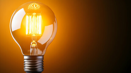 Wall Mural - A glowing light bulb against a dark background, symbolizing innovation and creativity, ideal for presentations and design projects.