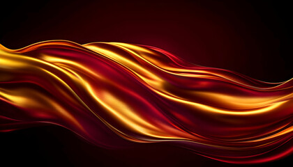 Canvas Print - a vibrant, flowing wave of red and gold colors, creating a dynamic and elegant abstract backdrop for