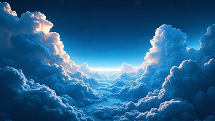 Poster - blue sky and clouds, wallpaper with space