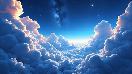 Poster - blue sky and clouds, wallpaper with space