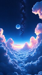 Poster - blue sky and clouds, wallpaper with space
