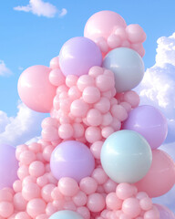 Aufkleber - A whimsical close-up shot of a transparent balloon filled with thick, shimmering honey, drifting