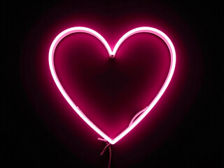 Wall Mural - neon a neon heart is lit up in a dark room. the heart is pink and glowing, creating a warm