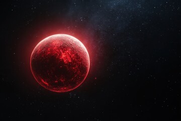 dramatic red planet in deep space with distant stars and cosmic dust creating a celestial spectacle 