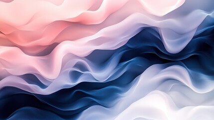 Wall Mural - Silk-like gradient in indigo misty white and blush pink with gentle ambient lighting