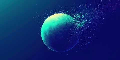 Wall Mural - Blue and green planet with a lot of space debris